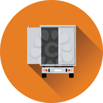 Truck trailer rear view icon. Flat color with shadow design. Vector illustration.