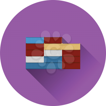 Container stack icon. Flat color with shadow design. Vector illustration.