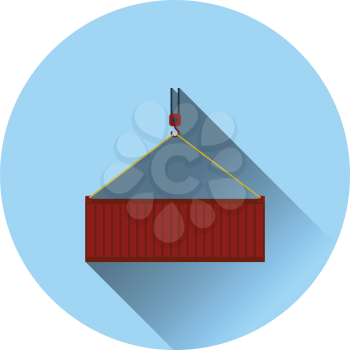 Crane hook lifting container. Logistic concept icon. Flat color with shadow design. Vector illustration.