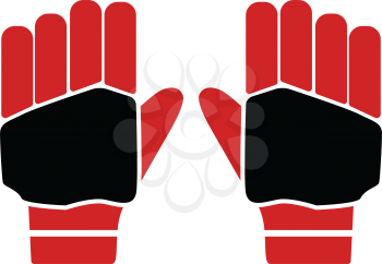 Pair of cricket gloves icon. Flat color stencil design. Vector illustration.