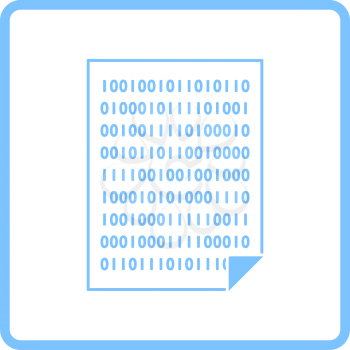 Sheet With Binary Code Icon. Blue Frame Design. Vector Illustration.