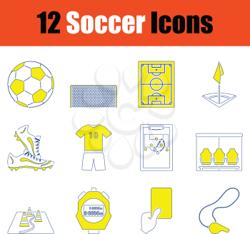 Football icon set. Thin line design. Vector illustration.