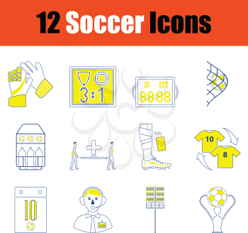 Football icon set. Thin line design. Vector illustration.