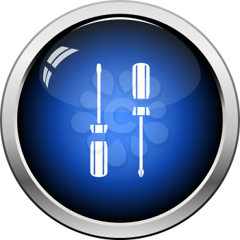 Screwdriver icon. Glossy Button Design. Vector Illustration.