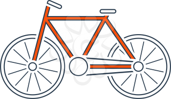Ecological Bike Icon. Thin Line With Red Fill Design. Vector Illustration.