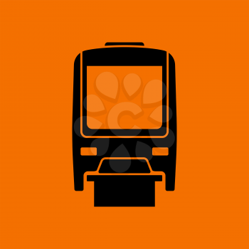 Monorail  icon front view. Black on Orange background. Vector illustration.