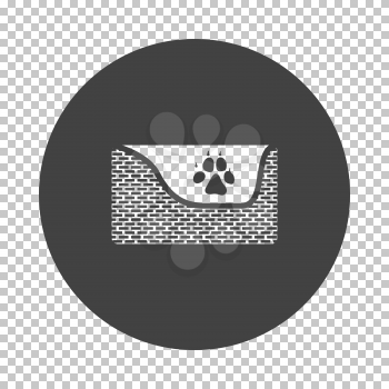 Dogs sleep basket icon. Subtract stencil design on tranparency grid. Vector illustration.