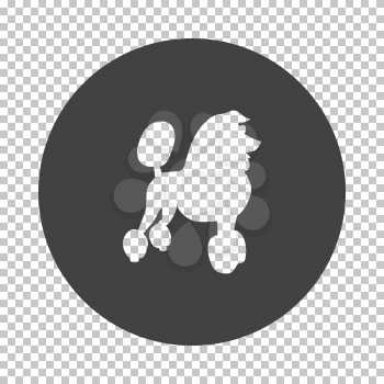 Poodle icon. Subtract stencil design on tranparency grid. Vector illustration.
