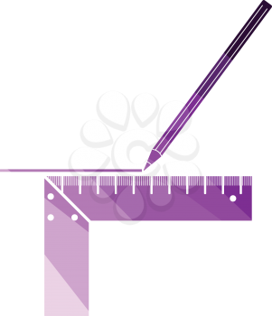 Pencil line with scale icon. Flat color design. Vector illustration.