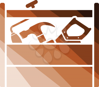 Retro tool box icon. Flat color design. Vector illustration.