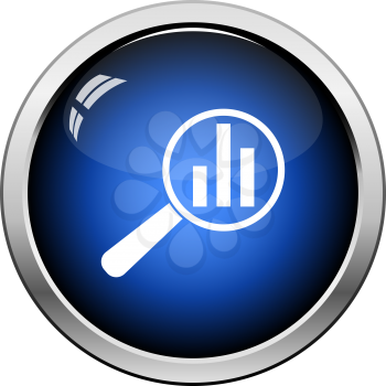 Analytics Icon. Glossy Button Design. Vector Illustration.