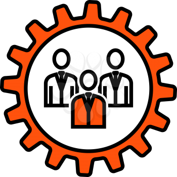 Teamwork Icon. Thin Line With Orange Fill Design. Vector Illustration.
