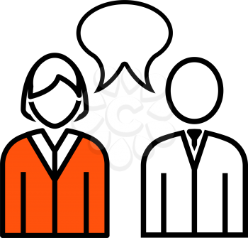 Chat Icon. Thin Line With Orange Fill Design. Vector Illustration.