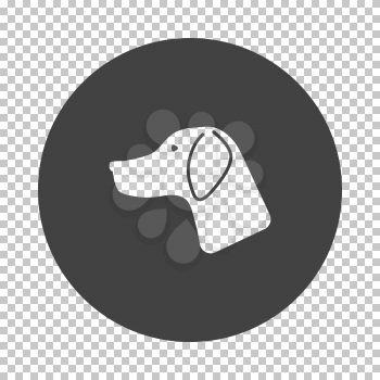 Hunting dog had  icon. Subtract stencil design on tranparency grid. Vector illustration.