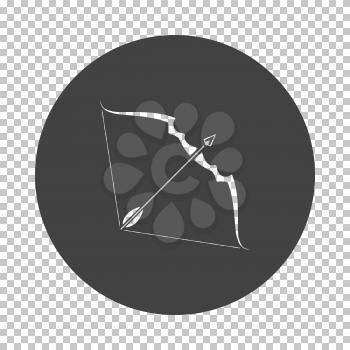 Bow and arrow icon. Subtract stencil design on tranparency grid. Vector illustration.