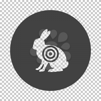 Hare silhouette with target  icon. Subtract stencil design on tranparency grid. Vector illustration.