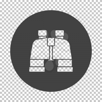 Binoculars  icon. Subtract stencil design on tranparency grid. Vector illustration.