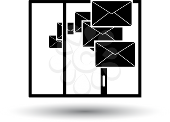 Mailing Icon. Black on White Background With Shadow. Vector Illustration.