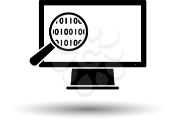 Data Analysing Icon. Black on White Background With Shadow. Vector Illustration.
