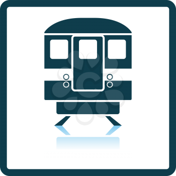 Subway train icon front view. Square Shadow Reflection Design. Vector Illustration.