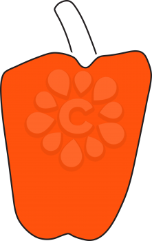 Pepper Icon. Thin Line With Orange Fill Design. Vector Illustration.