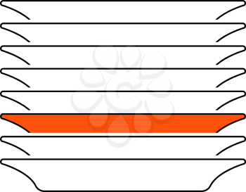 Plate Stack Icon. Thin Line With Orange Fill Design. Vector Illustration.