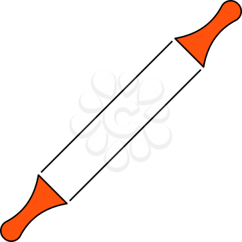 Bakery Pin-roll Icon. Thin Line With Orange Fill Design. Vector Illustration.