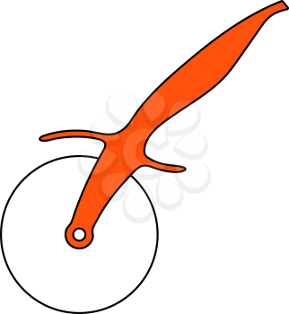 Pizza Roll Knife Icon. Thin Line With Orange Fill Design. Vector Illustration.