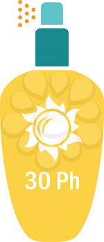 Sun protection spray icon. Stencil in blue and yellow tone. Vector illustration.