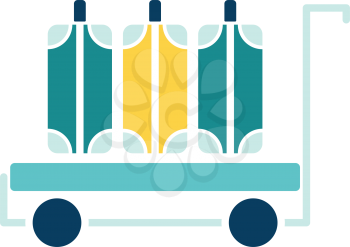 Luggage cart icon. Stencil in blue and yellow tone. Vector illustration.
