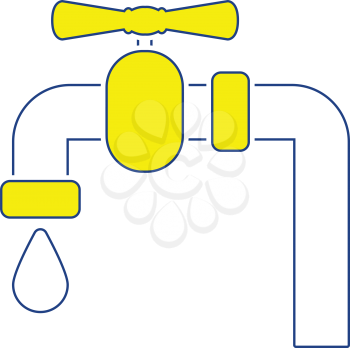 Icon of  pipe with valve. Thin line design. Vector illustration.