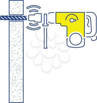 Icon of perforator drilling wall. Thin line design. Vector illustration.