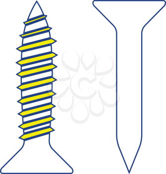 Icon of screw and nail. Thin line design. Vector illustration.
