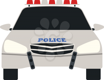 Police icon front view. Flat color design. Vector illustration.