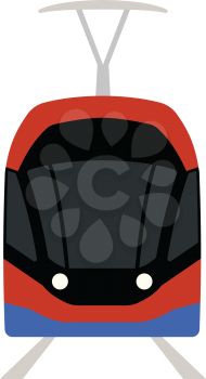 Tram icon front view. Flat color design. Vector illustration.