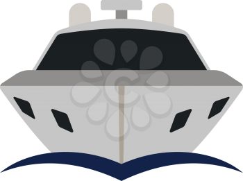 Motor yacht icon front view. Flat color design. Vector illustration.