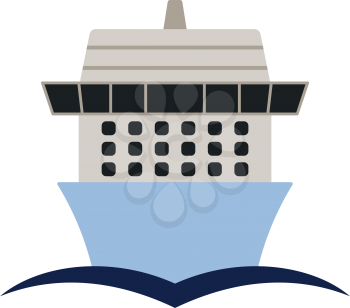 Cruise liner icon front view. Flat color design. Vector illustration.
