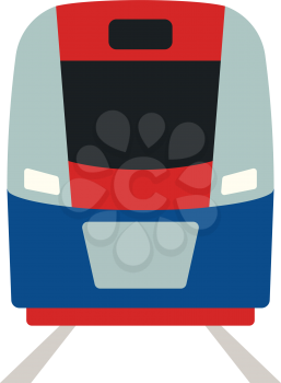 Train icon front view. Flat color design. Vector illustration.