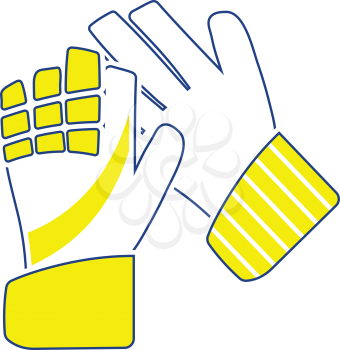 Icon of football   goalkeeper gloves. Thin line design. Vector illustration.