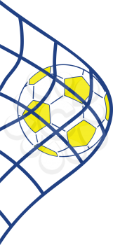 Icon of football ball in gate net. Thin line design. Vector illustration.