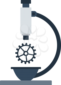 Research Icon. Microscope with Gear. Flat color design. Startup series. Vector illustration.