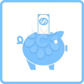 Piggy Bank Icon. Blue Frame Design. Vector Illustration.