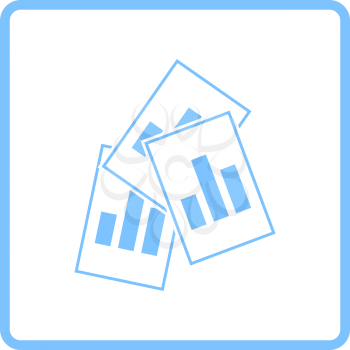 Analytics Sheets Icon. Blue Frame Design. Vector Illustration.