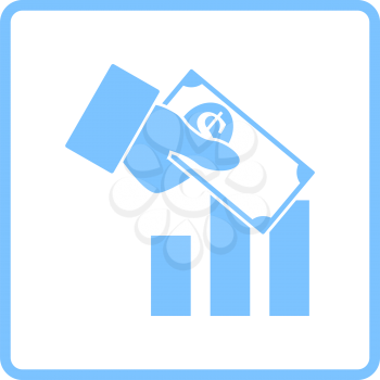 Investment Icon. Blue Frame Design. Vector Illustration.