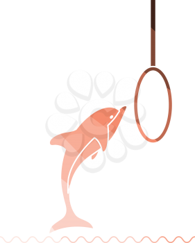 Jump dolphin icon. Flat color design. Vector illustration.