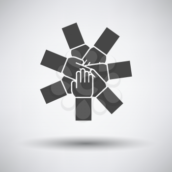 Unity And Teamwork Icon on gray background, round shadow. Vector illustration.