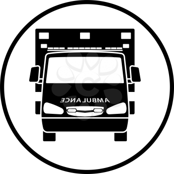 Ambulance  icon front view. Thin Circle Stencil Design. Vector Illustration.
