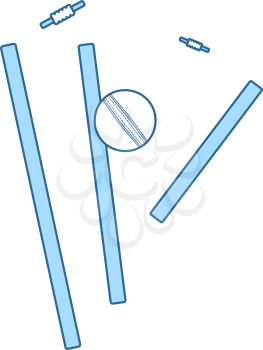 Cricket Wicket Icon. Thin Line With Blue Fill Design. Vector Illustration.