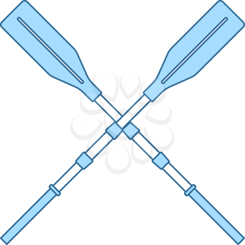Icon Of Boat Oars. Thin Line With Blue Fill Design. Vector Illustration.