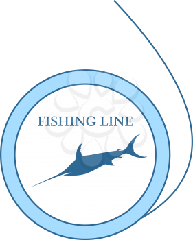 Icon Of Fishing Line. Thin Line With Blue Fill Design. Vector Illustration.